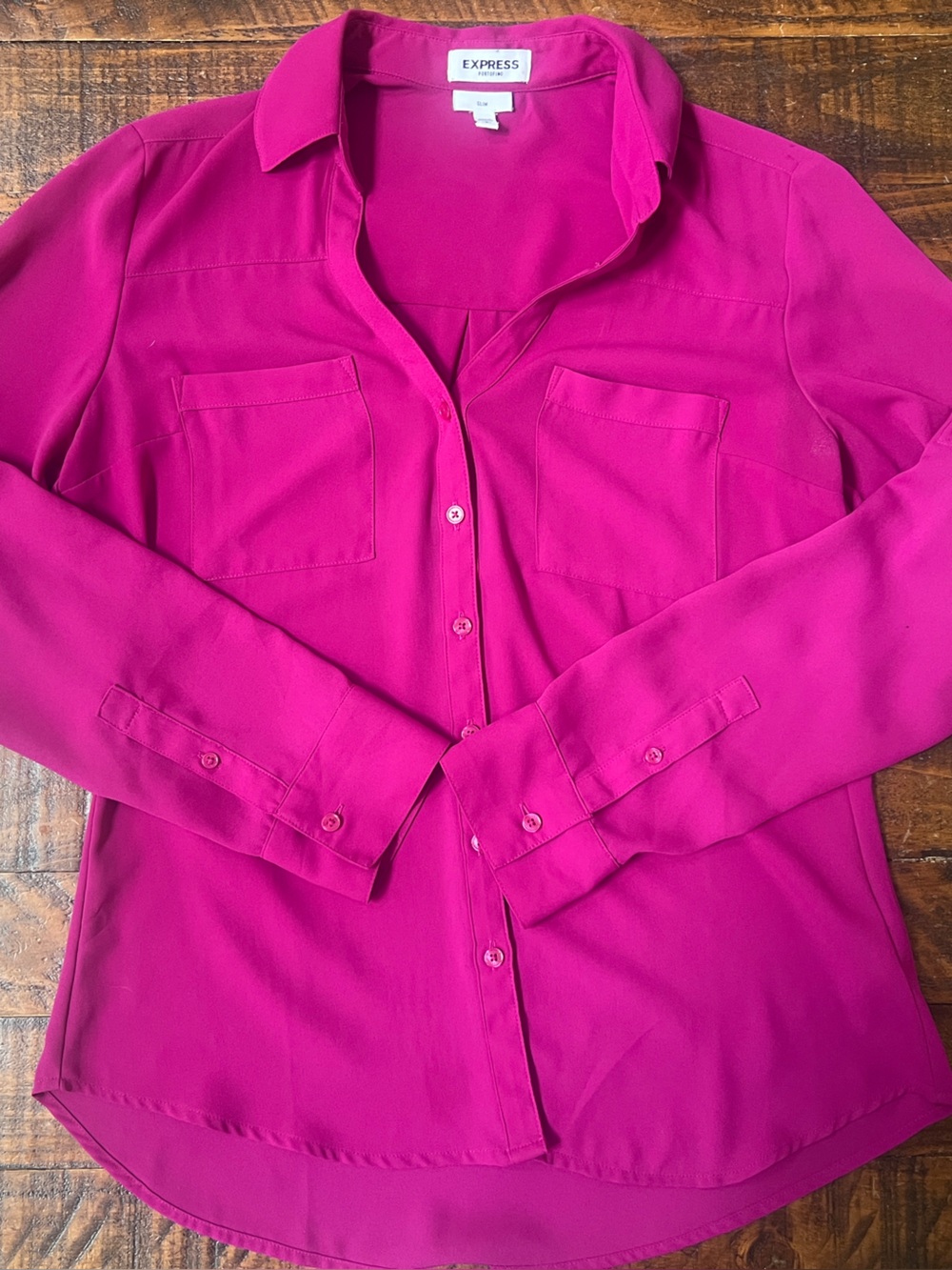 Express Portofino Slim Button-Up in Vibrant Magenta
